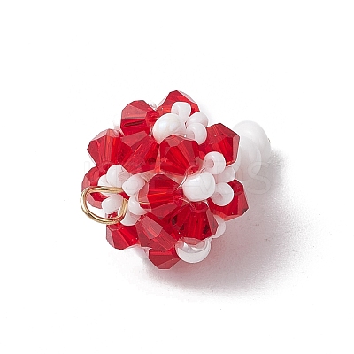7Pcs 7 Colors Handmade Glass Seed Beaded Mushroom Pendants PALLOY-MZ00621-1