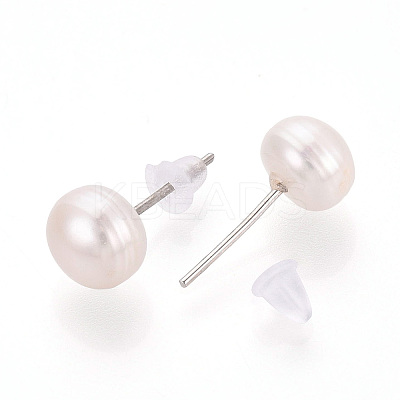 Natural Pearl Stud Earrings PEAR-N020-07C-01-1