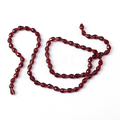 Faceted Drop Glass Bead Strands X-EGLA-E010-5x7mm-06-1
