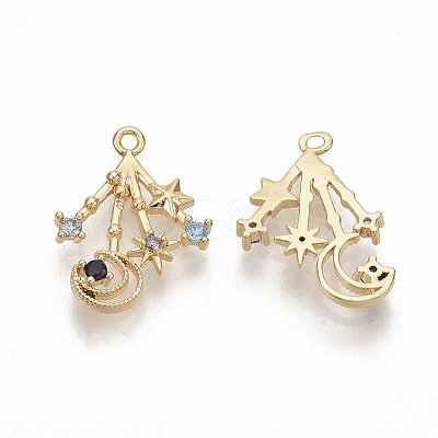 Brass Cubic Zirconia Pendants X-KK-T050-07G-NF-1
