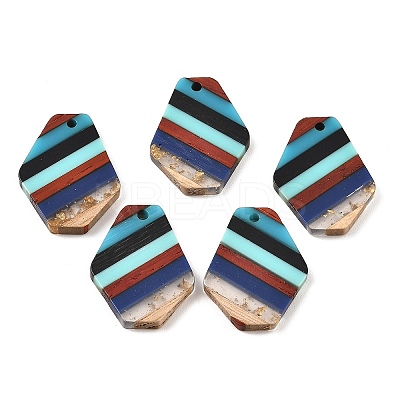 Transparent Resin & Walnut Wood Pendants RESI-E050-11-1