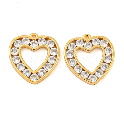 Brass Clear Cubic Zirconia Pendants KK-N254-32G-1