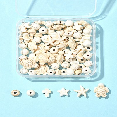 100Pcs 6 Styles Synthetic Turquoise Dyed Beads TURQ-FS0001-06-1