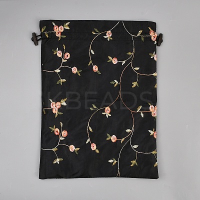Embroidery Flower Burlap Packing Pouches Drawstring Bags ABAG-WH0048-39D-1