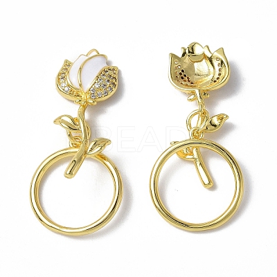Brass Micro Pave Clear Cubic Zirconia Toggle Clasps KK-P223-49G-02-1