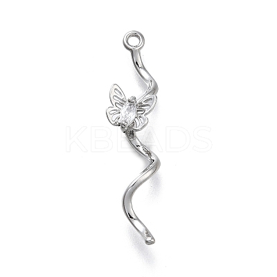 Brass Micro Pave Cubic Zirconia Pendants KK-D312-07P-1