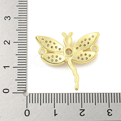 Rack Plating Brass Pave Clear Cubic Zirconia Dragonfly Connector Charms KK-P270-19G-1