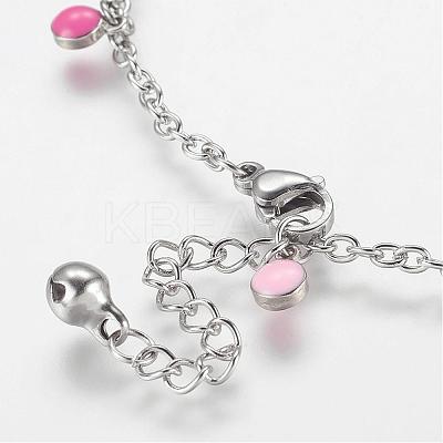 304 Stainless Steel Charm Anklets AJEW-E032-01A-1
