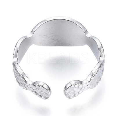 Non-Tarnish 304 Stainless Steel Evil Eye Open Cuff Ring for Women RJEW-N040-27-1