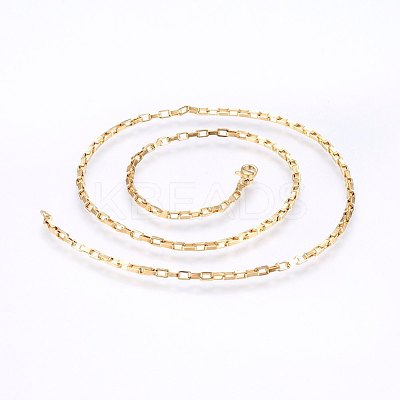 304 Stainless Steel Box Chain Necklaces NJEW-F226-07G-02-1