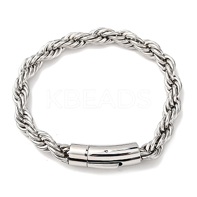 304 Stainless Steel Rope Chain Bracelets for Men Women BJEW-C124-03A-P-1