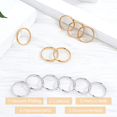304 Stainless Steel Flat Plain Band Rings STAS-UN0014-94-1