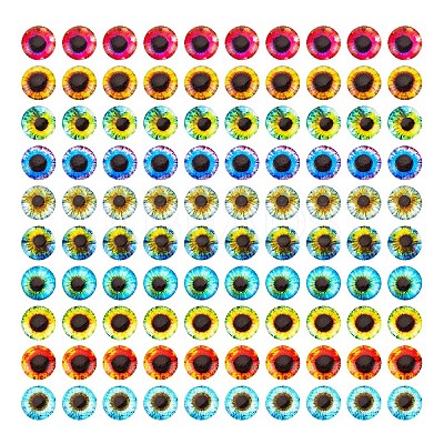 Luminous Eye Printed Glass Cabochons GGLA-PH0001-22A-1