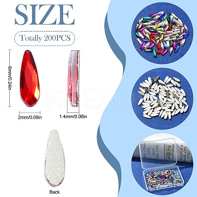 200Pcs Glass Rhinestone Cabochons MRMJ-CJC0007-17-1