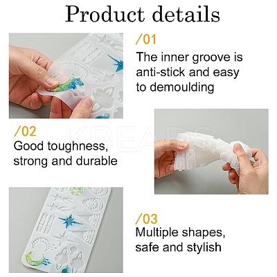 DIY Mixed Shapes Charm Pendant Silicone Molds for DIY Earring Keychain Making DIY-YW0009-44-1