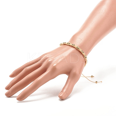 Round Brass Braided Bead Bracelet BJEW-JB07855-1
