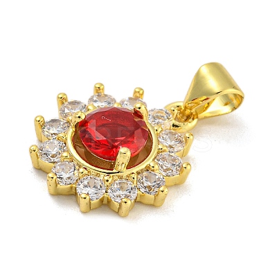 Flower Rack Plating Brass Micro Pave Cubic Zirconia Pendants KK-G513-92G-01-1