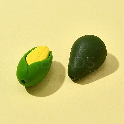 5Pcs 5 Styles Food Grade Eco-Friendly Silicone Focal Beads SIL-FS0001-03-1
