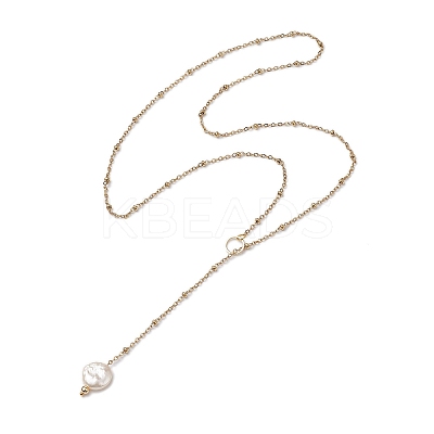 ABS Plastic Imitation Pearl Nuggets Pendant Necklaces NJEW-JN04952-1