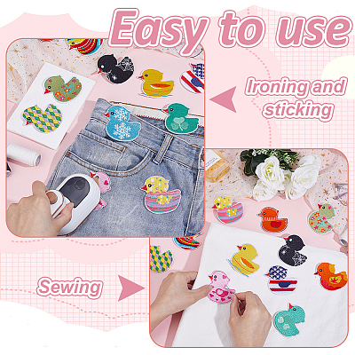 12Pcs 12 Colors Duck Polyester Computerized Embroidery Cloth Iron on/Sew on Patches DIY-WH0890-26-1