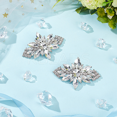 1Pc Flower Alloy with Glass Detachable Shoe Buckel Clips AJEW-AN0007-18-1