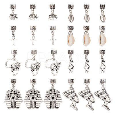 Tibetan Style Alloy & Cowrie Shell Braiding Hair Pendants Decoration OHAR-AB00014-1