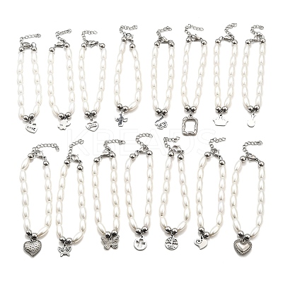 304 Stainless Steel Charm Bracelets for Women BJEW-C098-14P-1
