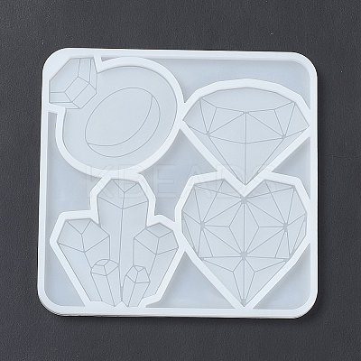 DIY Diamond Ring/Crystal Cluster/Heart Shape Ornament Silicone Molds LS-DIY-E065-04-1