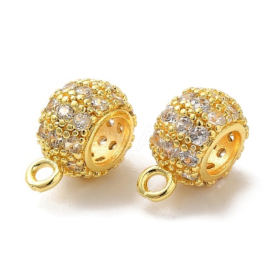 Column Brass Micro Pave Cubic Zirconia Tube Bails KK-C072-05F-G-1