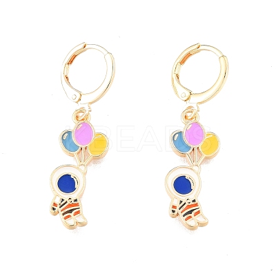 Colorful Enamel Spaceman Dangle Leverback Earrings EJEW-N012-75-1