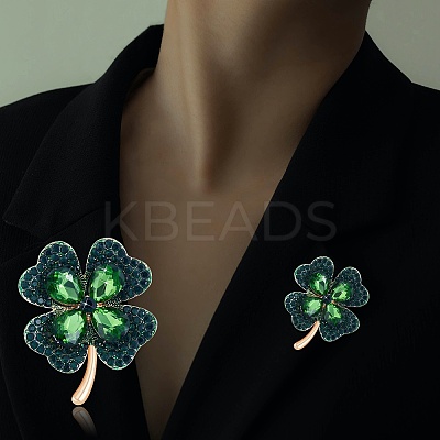 Cubic Zirconia Clover Brooch Pin JBR105A-1