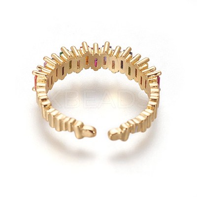 Cubic Zirconia Cuff Rings RJEW-P074-04G-1