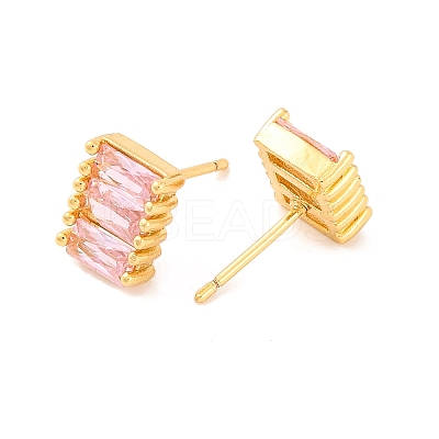 Brass Micro Pave Cubic Zirconia Stud Earrings for Women EJEW-U015-04G-02-1
