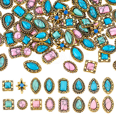 64Pcs 16 Style Zinc Alloy Cabochons MRMJ-AR0001-22-1