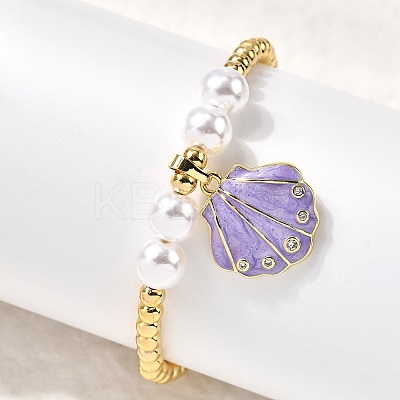 Brass Micro Pave Cubic Zirconia Charm Bracelets BJEW-P358-02G-1