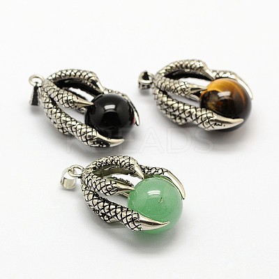 Vintage Natural Bezel Mixed Gemstone Pendants G-M038-03-1