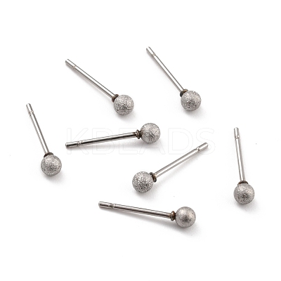 Tarnish Resistant 201 Stainless Steel Textured Ball Stud Earrings STAS-Z039-01A-P-1