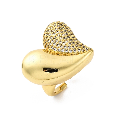 Brass Micro Pave Cubic Zirconia Adjustable Cuff Rings for Women RJEW-U053-07G-1