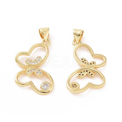 Brass Micro Pave Cubic Zirconia Pendants ZIRC-P106-12G-1