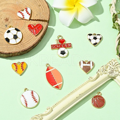 10Pcs 10 Styles Sports Style Balls Alloy Enamel Pendants ENAM-YW0004-55-1