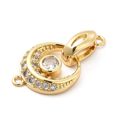 Rack Plating Brass Pave Clear Cubic Zirconia Fold Over Clasps KK-K270-04G-1