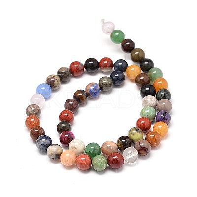 Natural Assorted Stone Round Bead Strands G-P075-31-10mm-1