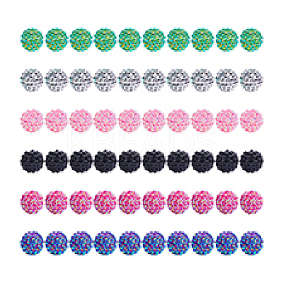 AHADERMAKERS 60pcs 6 colors Resin Rhinestone Beads RESI-GA0001-26-1