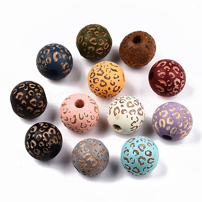 Painted Natural Wood Beads WOOD-T021-53B-M-1