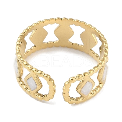 Ion Plating(IP) 304 Stainless Steel Enamel Cuff Finger Rings RJEW-L107-041G-01-1