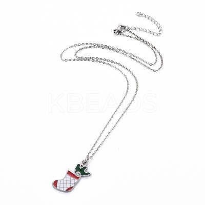 304 Stainless Steel Pendant Necklaces NJEW-Z008-01P-1