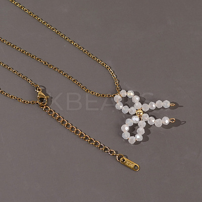 Glass Beaded Bowknot Pendant Necklaces LG8345-3-1
