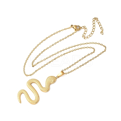 304 Stainless Steel Snake Pendant Necklaces for Women Men LS-NJEW-Z063-03G-07-1