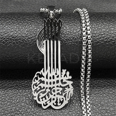 201 Stainless Steel Viking Knot Guitar Pendant Box Chain Necklaces for Women Men NJEW-S007-03P-1