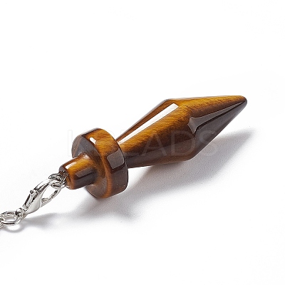 Natural Tiger Eye Pointed Dowsing Pendulums AJEW-B020-05P-02-1